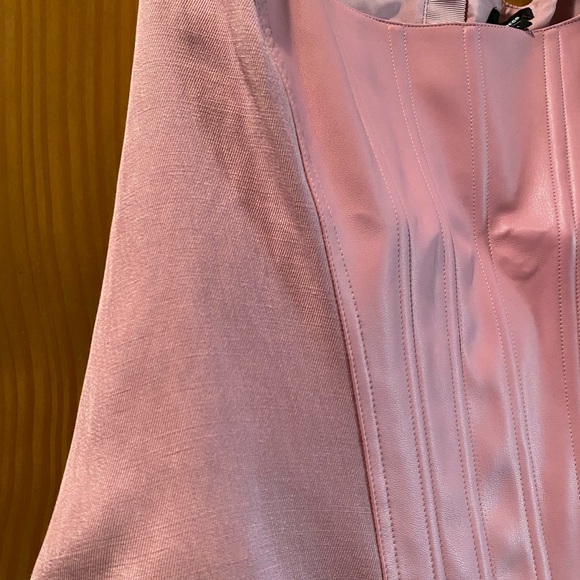 Express Ladies Pink Faux Leather Linen-Blend Square Neck Corset Tank NWT Size L - Picture 5 of 6